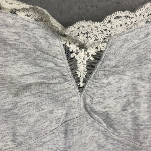 Y2K American Eagle Outfitter Cami Top Womens XL Gray Heather Babydoll Lace Trim - Picture 6 of 16
